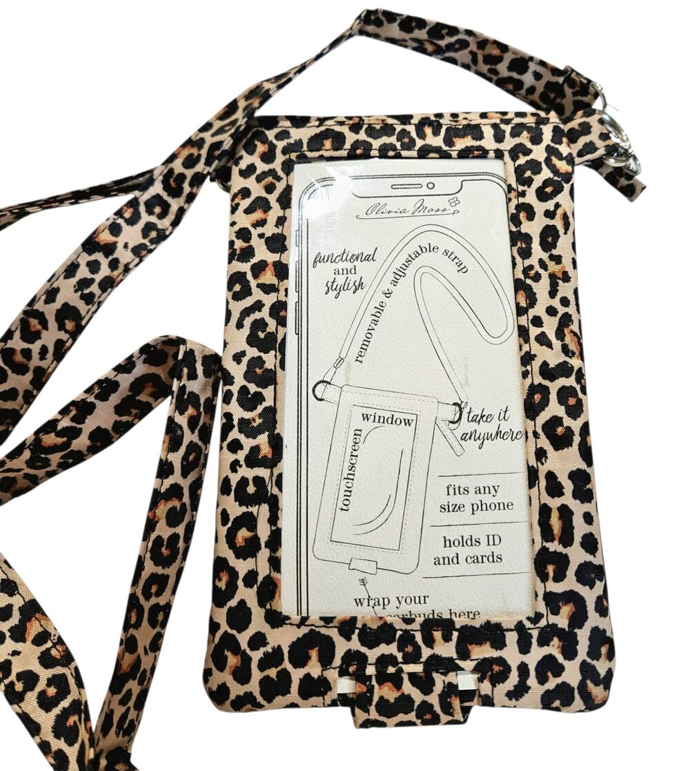 Olivia Moss Leopard  Print Nylon Phone/ID Crossbody